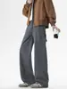 Roupa Masculina Fengshe / Nova Calça Casual Primavera e Outono Algodão Puro Meio Elástico na Cintura Estilo com Botão e Cinto High Street Americana Calça de Comprimento Total