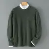 Comercio Exterior Otoño/Invierno Nuevo Suéter para Hombre 100% Lana Pura Engrosado Cuello Redondo Cálido Capa Base de Negocios Tejido Versátil