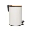 Lixeira Redonda de Metal com Pedal e Tampa Bambu Branco 3L - Lyor
