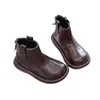 Botas da Moda para Bebê Menina Outono e Inverno Novo Estilo Botins de Couro para Criança Botas Martin Forradas com Lã Infantil Botas Simples Infantis