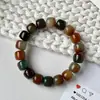Pulsera Bodhi Flor Flotante Azul Pavo Real Círculo Único Semilla Bodhi Corte Recto Barril Envuelto Alrededor del Dedo Cuentas Suaves Pulsera de Cuentas Budistas
