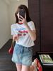 Camiseta ajustada con estampado de letras cortas y estilo Spice Girl de Corea del Sur, dulce y fresca, para mujer, de manga corta, primavera y verano, nueva