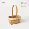 Arranjo de Flores Criativo com Laço para Piquenique Cesta de Flores Pequena Cesta de Bambu Tecida Portátil Mini Cesta de Madeira para Flores e Frutas