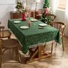 Toalha de Mesa de Natal Poliéster Algodão Estampagem a Quente com Tassel na Borda de Algodão Toalha de Mesa de Jantar Toalha de Mesa Retangular Decoração de Atmosfera Toalha de Mesa