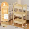 Carrito de almacenamiento pequeño estilo alemán, estantería de múltiples niveles de pie para cocina, sala de estar, libros, juguetes móviles para bebés y almacenamiento de bocadillos
