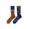 Calcetines de Moda Originales Asimétricos Estilo AB para Mujer Calcetines de Algodón de Verano Zhejiang Arte de Dibujos Animados Personalizado Calcetines de Algodón de Tubo Medio para Hombres y Mujeres