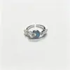 Anillo Estrella Luna Azul Glaciar 2026 Estilo Nuevo Diseño de Nicho Sensación de Alta Gama Anillo para Dedo Índice Anillo Ajustable para Mujeres