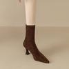 Botas femininas de salto agulha bico fino estilo coreano sexy camurça salto alto meias botas 2022 outono e inverno Nova moda botas finas elásticas