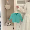 Ropa de punto estilo coreano para niños con cuello polo, Otoño, Ropa para bebé, Suéter acanalado elegante para bebé, Suéter suave y esponjoso, Ropa para niños