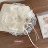 Faixa de Cabelo de Renda Preta e Branca de Malha Intestino Grosso para Mulheres Feita à Mão Estilo Balé Laço Fita Faixa de Cabelo Elástico Acessórios de Cabelo