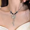 Nuevo collar de borlas de mariposa con cuentas de estilo étnico chinoiserie, collar de mujer con cadena de clavícula de cuerda trenzada, nuevos accesorios de tendencia nacional