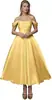 Vestido de Cetim Ombro a Ombro para Comércio Exterior e Vendas Transfronteiriças, Adequado para Noivado, Casamento, Festa de Noiva, Banquete e Vestido de Noite