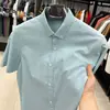Camisa de Manga Corta de Algodón 100% Gama Alta para Hombre Color Sólido Verano Casual de Negocios Camisa de Hilo Oxford Ropa Profesional para Hombre
