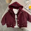 Jaqueta infantil acolchoada para inverno, corta-vento com capuz liso para meninos, casaco de algodão espesso para meninas, casaco de algodão estiloso para crianças