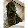 Calça Masculina de Veludo Dourado para Primavera Estilo Americano Toque de Luxo Caimento Largo Casual Verde Militar Longa