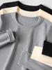 Camiseta Base de Cuello en U de Moda para Mujer, Ropa Interior Casual, Estilo Otoño e Invierno 2025, Se Puede Usar por Fuera, Forrada de Polar, Mangas Largas Ajustadas