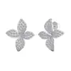Juego de Collar de Trébol de Cuatro Hojas Tridimensional Electrochapado con Oro Real de 14K en Plata de Ley S925, Lujo Ligero Transfronterizo Completamente Incrustado con un Sentido de Elegancia