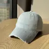 Boné de Baseball com Aba Macia, Bordado Desgastado com Borda Desfiada, Alta Qualidade, para Mulheres, Azul Simples e Versátil, Circunferência da Cabeça Grande, Moderno
