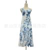 Falda Slip Tie-dye Verano Nuevo Yunnan Guizhou Hecho a Mano Tie-dye Teñido Azul Estilo Étnico Vestido Ajustado a la Cintura