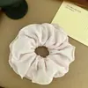 Flor de Cabeça Grande Plissada Nova de Início de Primavera Francesa Rosa Azul Corda de Cabelo Baixa Preguiçosa Argola de Cabelo Grande Intestino