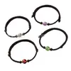 Pulseira de cordão vermelho tecida à mão com cristal de obsidiana, conta da sorte, unissex, corda de mão ajustável, joia