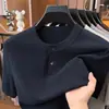 Nuevo [en stock] suéter de otoño e invierno [estilo old money] para hombre, de punto, cuello redondo, con botones, manga corta