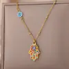 Collar de Ojo de Diablo de Moda Transfronterizo Europeo y Americano Colgante de Circonita de Moda Joyería de Palma de Fátima para el Cabello