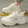 Sapatos Masculinos 2025 Outono Novos Sapatos de Malha Respirável Tendência Masculina Versátil Sola Grossa Aumento de Altura Esportivos e de Lazer Sapatos de Pai