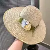 Sombrero de Sol para Niños de Primavera y Verano para Exteriores, Sombrero de Sol Grande, Ala a Prueba de Viento, Sombrero de Paja Raffia, Sombrero de Playa para Vacaciones en la Costa, Sombrero Tejido de Paja