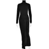 Vestido de punto de otoño transfronterizo europeo y americano de comercio exterior, cuello medio alto, manga larga, moda femenina, sexy, elegante, chica picante, vestido ajustado