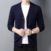 Yingao Cárdigan Engrosado Abrigo de Lana para Hombre Manga Larga Color Sólido Casual de Negocios Hombre de Mediana Edad Anciano Suéter de Otoño Invierno