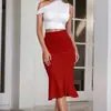 Falda de Cola de Pez Estilo Europeo y Americano Ajustada a la Cadera, Elegante Falda de Cintura Alta Ajustada, Falda Negra Casual para el Trabajo, Falda de Moda para Mujer