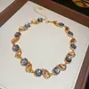 Collar Cruzado Europeo y Americano con Borlas de Lentejuelas Metálicas, Flor, Estrella de Mar, Gargantilla de Lujo Ligero de Gama Alta, Accesorio de Cuello Moderno y Exagerado