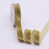 Fita de Veludo Dourado Transfronteiriça com Hot Stamping 3,8cm Decoração de Embalagem de Presente de Feriado Fita de Veludo com Glitter Dourado