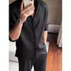 Camisa Negra de Lino con Cuello Alto de Manga Larga Estilo Old Money para Hombre, Chaqueta Ligera de Verano Fresca con Protección Solar, Chaqueta Versátil de Algodón y Lino