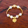 Pulsera de Ágata Agaron de Vietnam al por mayor para mujer con colgante bañado en oro de 24 quilates de trébol de cuatro hojas Pulsera de Ágata Roja Agaron de Vietnam