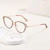 Gafas Planas para Mujer, Modernas, Geniales, Ultraligeras, Té Frío, Cara Lisa, Elegantes, Ropa de Trabajo, Gafas Pequeñas de Montura Cat-Eye a la Moda