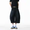 Pantalones de verano holgados de pierna ancha de tres cuartos, estilo de marca moderno, shorts de mezclilla estilo americano para hombre, geniales y retro, corte curvo para adolescentes