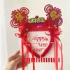 Diadema Roja de Año Nuevo para el Año del Caballo, Diadema Creativa de Palo Retorcido, Accesorio para el Cabello Luminoso para la Fiesta de Año Nuevo, Accesorio Festivo para el Cabello para el Festival de Primavera