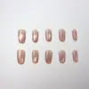Pêssego Leite Claro Suave Marrom Nude Olho de Gato Estilo Coreano Acabamento Cool Unhas Usáveis 30 Peças Disponíveis para Atacado