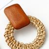 Brincos de Rattan de Material de Madeira Geométrica Moda Retrô Estilo Europeu e Americano Brincos Transfronteiriços Joias Femininas Yiwu