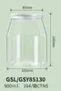 Potes Plásticos Transparentes para Animais de Estimação para Biscoitos e Doces, Garrafas Plásticas de Embalagem com Tampas para Leite de Coco e Chá de Flores, Recipientes Selados de Grau Alimentício