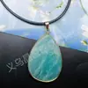 Collar Colgante de Gota de Agua de Jade Cristalino Colgante Flash de Amazon Accesorios Exquisitos Incrustados con Bordes Dorados Piedras Semipreciosas Venta al por Mayor