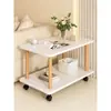 Mesa Auxiliar Lateral para Sofá Sala de Estar Mesa Pequeña Mesa de Café para el Hogar Mesa Cuadrada Lateral Móvil para Cama Estilo Crema Estante de Almacenamiento Mesa para Snacks