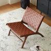Cadeira de Sofá Madeira Maciça Couro de Sela Único Cadeira de Rattan Corda de Cânhamo Lazer Estilo Japonês Cama de Segunda Mão Bed and Breakfast Varanda Cadeira Preguiçosa