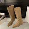 Botas longas confortáveis, bico quadrado, com aumento de altura para mulheres, na altura do joelho, emagrecedoras, botas de perna reta da moda, elegantes botas de equitação