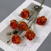 Flores Artificiais com 6 Cabeças, Rosas Pastorais para Casamentos, Decorações de Corredor de Salão de Casamento, Materiais de Decoração de Palco de Hotel, Flores de Seda, Adereços de Fotografia