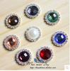 Placa redonda de diamante de 17 mm accesorios de joyería DIY hechos a mano accesorios para el cabello material de lazo aleación perla vidrio placa de flor