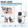 Cámara de Vigilancia Inalámbrica WiFi de Doble Lente y Doble Pantalla para el Hogar HD Visión Nocturna Control Remoto desde Teléfono Móvil PTZ de 360 grados