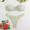 Nuevo Bikini de Dos Piezas para Mujer Traje de Baño Dividido con Top Tipo Tubo Estampado Venta Transfronteriza Amazon